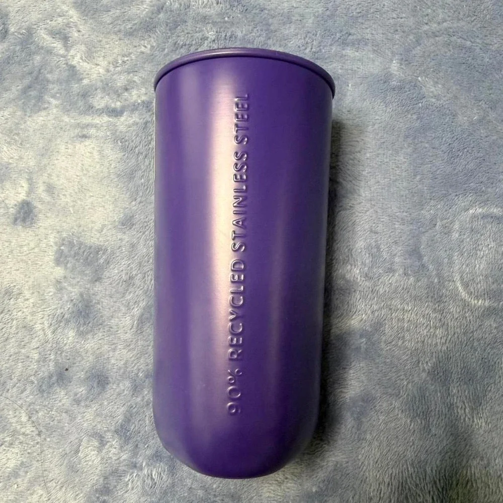 Purple Starbucks tumbler with lid